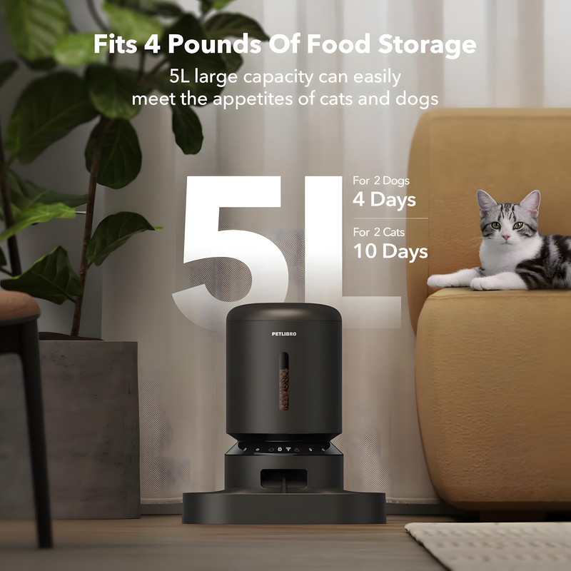 Pet's Feeding Routine with the Automatic Feeder - 1080P HD Camera, 5G Wifi, and Two-Way for Cats and Dogs!
