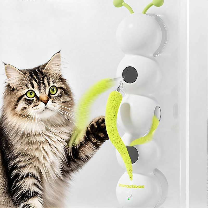 Caterpillar Motion-Activated Cat Toy – Rechargeable Automatic Teasing Toy with Tail for Indoor Cats