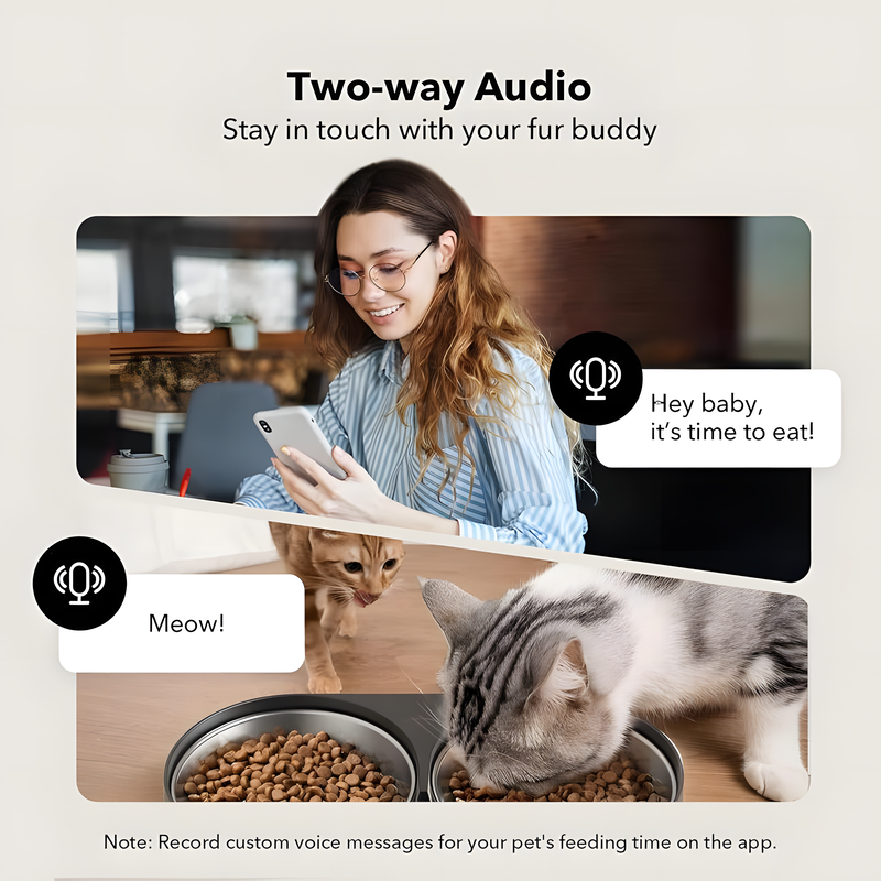 Pet's Feeding Routine with the Automatic Feeder - 1080P HD Camera, 5G Wifi, and Two-Way for Cats and Dogs!