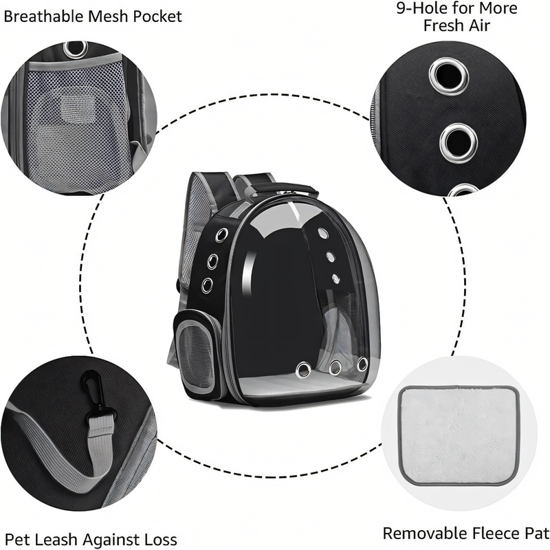 Transparent Bubble Cat & Small Pet Backpack – Breathable Capsule Carrier for Travel