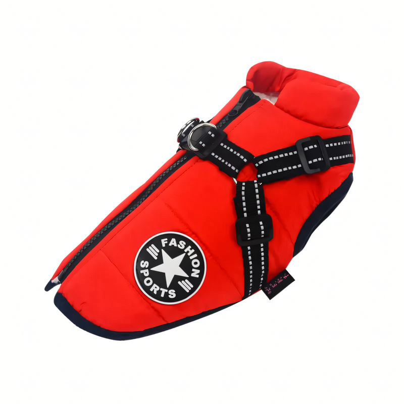 Large Dog Winter Jacket with Harness – Waterproof Warm Coat for Labrador, Chihuahua & French Bulldog